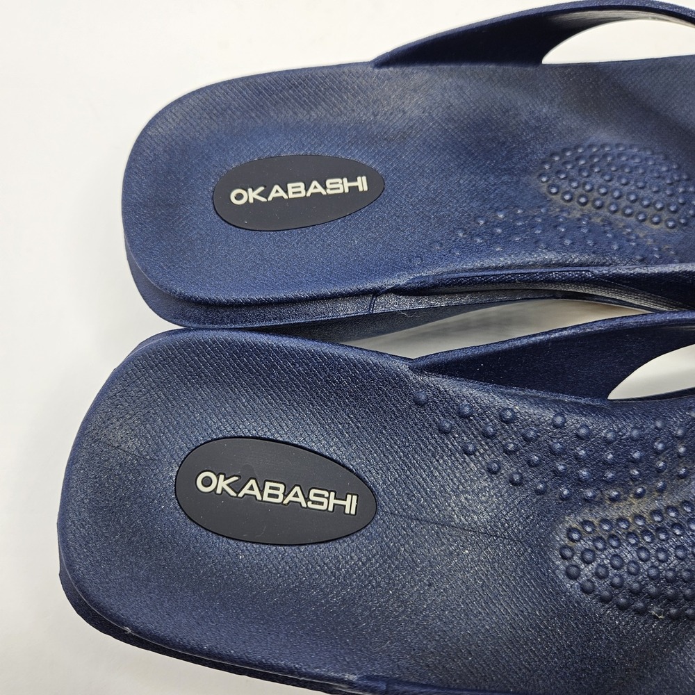 OKABASHI Size 7 Women's Blue Flip Flops Rubber Heel To Toe 10" - Picture 8 of 9